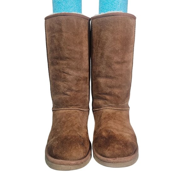 UGG Shoes - UGG Womens Classic Tall II Boots Sz 8 Brown Leather & Sheepskin 5815 Casual